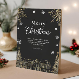 Moderne Gouden Prettig Kerstfeest Vakantie Vouwkaa Feestdagen Kaart
