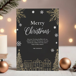 Moderne Gouden Prettig Kerstfeest Vakantiewenskaar Feestdagenkaart