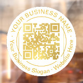 Moderne gouden QR-code bedrijfsnaam slogan rond Raamsticker (Vel 2)