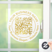 Moderne Gouden QR Code Bedrijfsnaam Slogan Ronde Raamsticker (Huis)