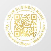 Moderne Gouden QR Code Bedrijfsnaam Slogan Ronde Raamsticker (Vel)