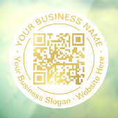 Moderne Gouden QR Code Bedrijfsnaam Slogan Ronde Raamsticker (Vel 3)