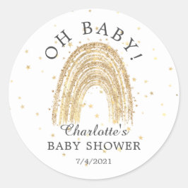 Moderne Gouden Regenboog Oh Baby Favor Sticker