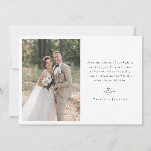 Moderne gouden repeterende foto bruiloft bedankkaart (Achterkant)