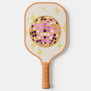 Moderne Gouden Retro Disco Ball Beige Pickleball Paddle