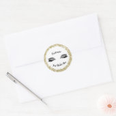 Moderne Gouden Ring Zilver Glitters Make-up Wimper Ronde Sticker (Envelop)