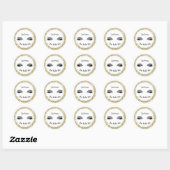 Moderne Gouden Ring Zilver Glitters Make-up Wimper Ronde Sticker (Vel)