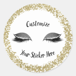 Moderne Gouden Ring Zilver Glitters Make-up Wimper Ronde Sticker