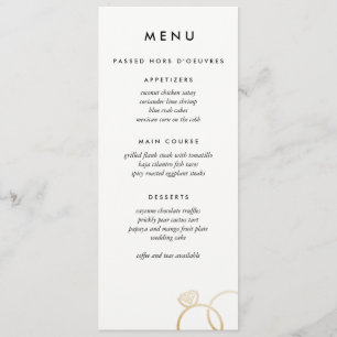 Moderne gouden ringen Aangepaste bruiloft Menu