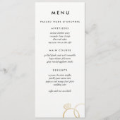 Moderne gouden ringen Aangepaste bruiloft Menu (Voorkant)