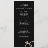 Moderne gouden ringen Aangepaste bruiloft Menu Zwa (Voorkant)