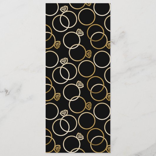 Moderne gouden ringen Aangepaste bruiloft Menu Zwa (Achterkant)