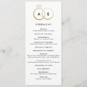 Moderne gouden ringen aangepaste bruiloft programm programmakaart (Voorkant)