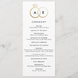 Moderne gouden ringen aangepaste bruiloft programm programmakaart