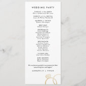 Moderne gouden ringen aangepaste bruiloft programm programmakaart (Achterkant)