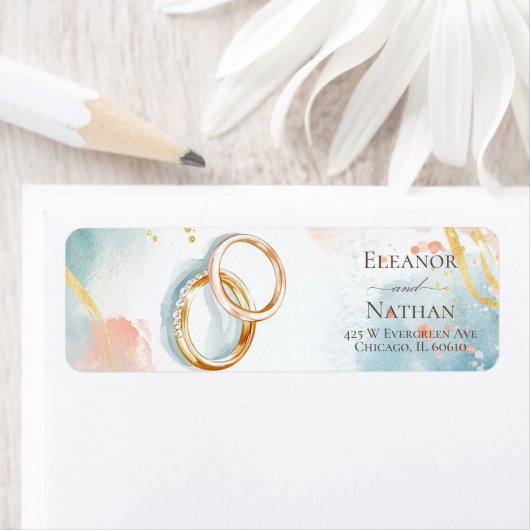 Moderne gouden ringen lente bruiloft etiket (Insitu)