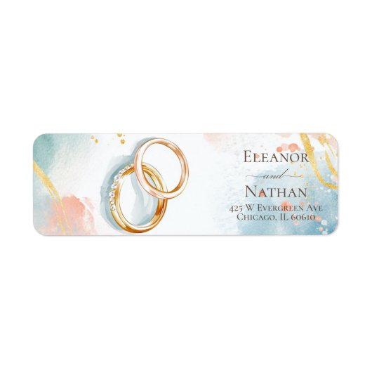 Moderne gouden ringen lente bruiloft etiket (Voorkant)