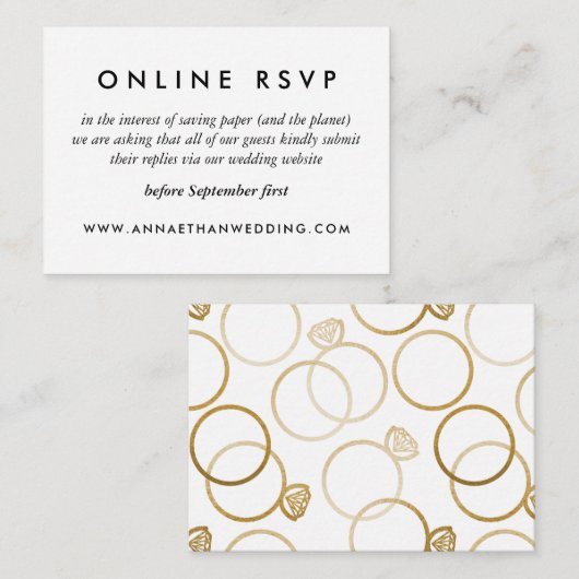 Moderne gouden ringen Trouw online RSVP kaart (Voorkant / Achterkant)