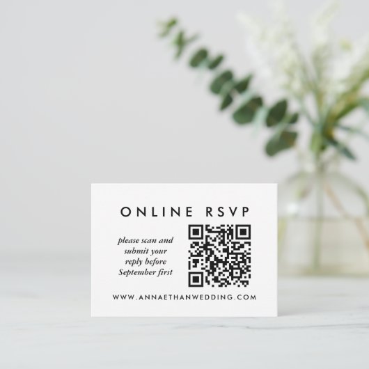 Moderne gouden ringzegens online QR-code RSVP Informatiekaartje (Staand voorkant)
