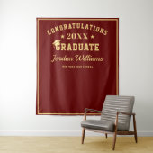 Moderne gouden rode afstudeerfoto booth achtergron wandkleed (In situ)