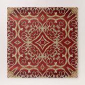 Moderne gouden rode bloem legpuzzel (Horizontaal)