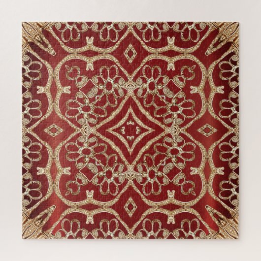 Moderne gouden rode bloem legpuzzel (Verticaal)