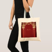 Moderne Gouden Rode Bloemen Canvas tas (Voorkant (product))