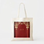 Moderne Gouden Rode Bloemen Canvas tas (Voorkant)