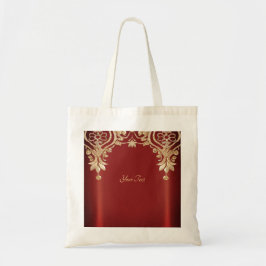 Moderne Gouden Rode Bloemen Canvas tas