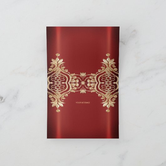 Moderne Gouden Rode Bloemen Dank u kaart (Binnen)