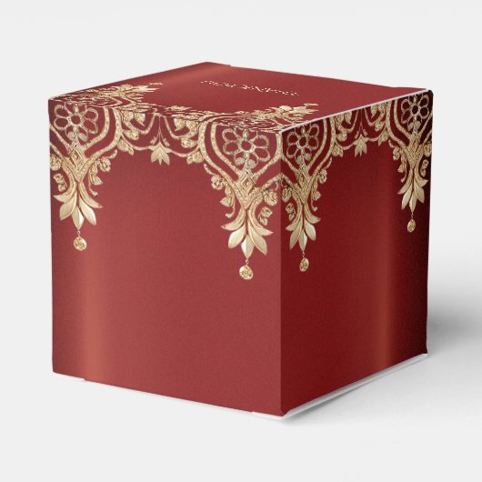 Moderne Gouden Rode Bloemen Favoriete Doos Bedankdoosjes (Achterkant)