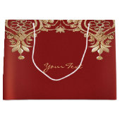 Moderne Gouden Rode Bloemen Geschenktas Groot Cadeauzakje (Voorkant)