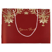 Moderne Gouden Rode Bloemen Geschenktas Groot Cadeauzakje (Achterkant)