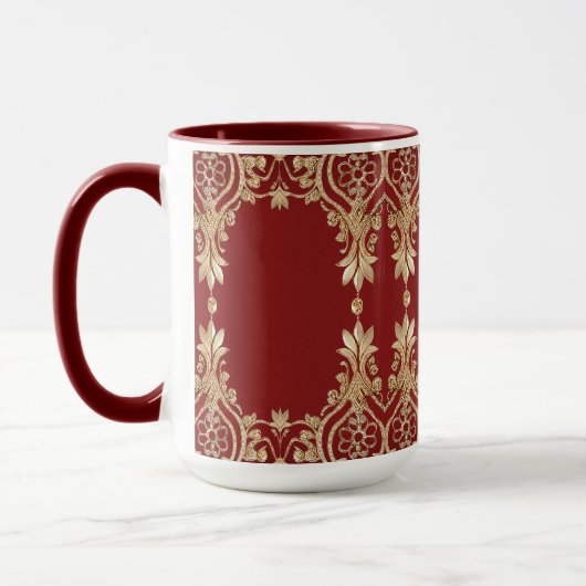 Moderne Gouden Rode Bloemen Mok (Links)