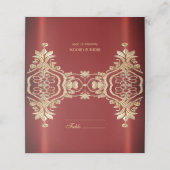 Moderne gouden rode bloemen plaatskaart plaatskaartje (Buitenkant ongevouwen)