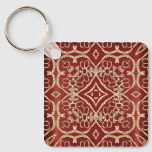 Moderne gouden rode bloemensleutelhanger sleutelhanger