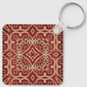 Moderne gouden rode bloemensleutelhanger sleutelhanger (Achterkant)