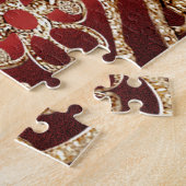 Moderne gouden rode bloemige legpuzzel (Zijkant)