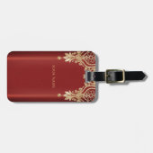 Moderne gouden rode bloemlabel bagage bagagelabel (Voorkant horizontaal)