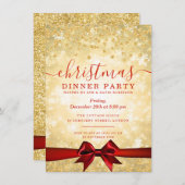 Moderne Gouden Rode Kerst Glitter Winter Kaart (Voorkant / Achterkant)