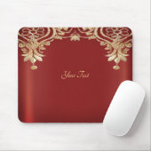 Moderne Gouden Rood Bloem Motief Muismat (Met muis)