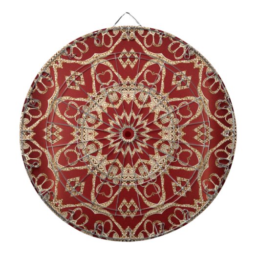 Moderne Gouden Rood Bloemendartbord Dartbord (Voorkant)