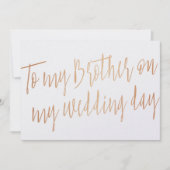 Moderne Gouden Roos "Aan mijn broer op mijn trouwd Kaart (Voorkant)