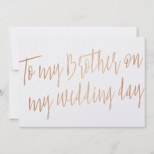 Moderne Gouden Roos "Aan mijn broer op mijn trouwd Kaart (Voorkant)