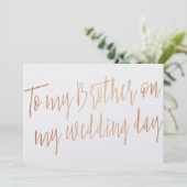 Moderne Gouden Roos "Aan mijn broer op mijn trouwd Kaart (Staand voorkant)