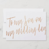 Moderne Gouden Roos "Aan mijn zoon op mijn trouwda Kaart (Voorkant)