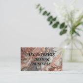 Moderne gouden roos zilveren marmeren textuur typo visitekaartje (Staand voorkant)