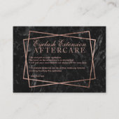 Moderne gouden roos zwarte marmerwimpers visitekaartje (Achterkant)