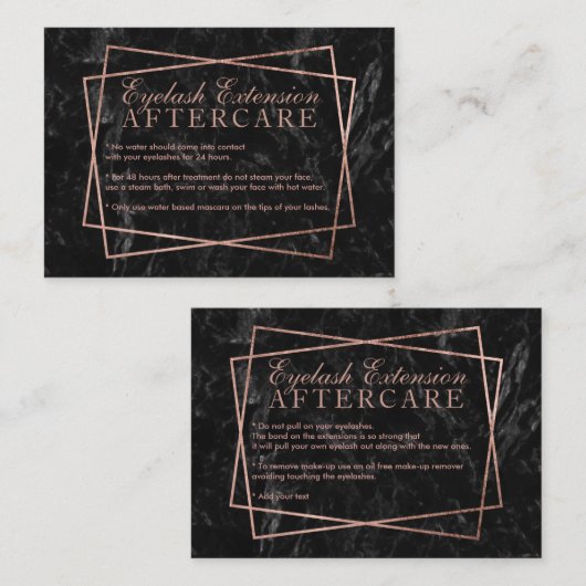 Moderne gouden roos zwarte marmerwimpers visitekaartje (Voorkant / Achterkant)