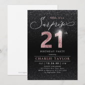 Moderne gouden roos zwarte verrassing 21ste verjaa kaart (Voorkant / Achterkant)